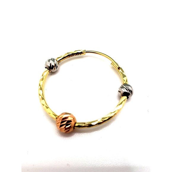 Circular Hoop Earrings With 14K Three-Gold Balls - Picture 7 of 14